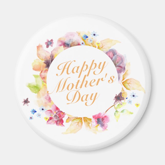 Elégant Joyeux Magnet de cadre floral Fête des Mèr (Devant)