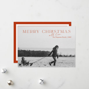 Élégant Joyeux Noël 2 Carte photo Rouge