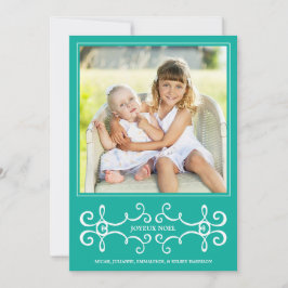 Elégant Joyeux Noel Carte photo de vacances / Aqua