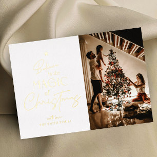 Elégant Joyeux Noël Famille Photo Carte Foil