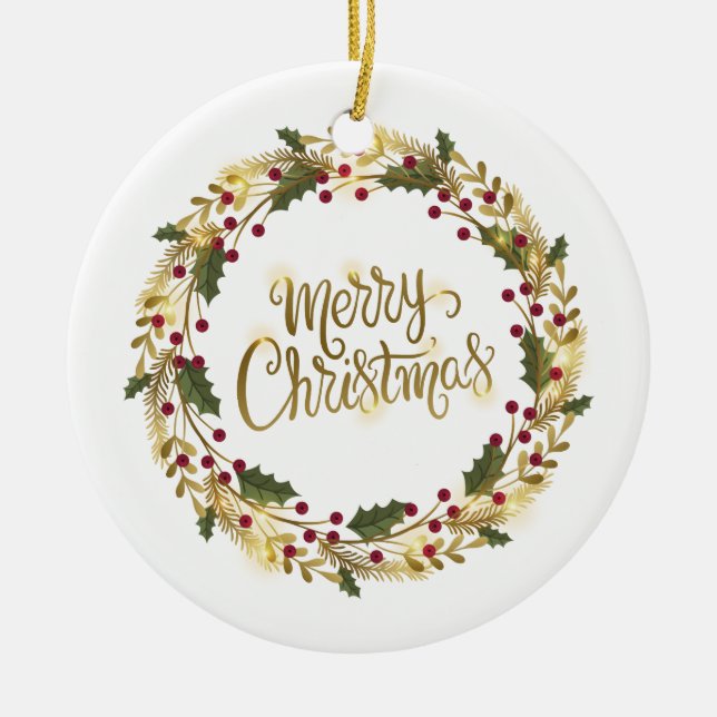 Élégant Joyeux Noël Floral | Ornement (Devant)