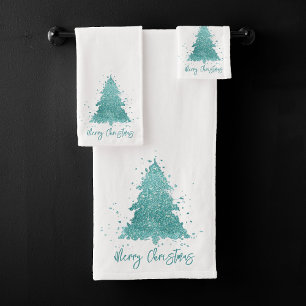 Élégant Joyeux Noël   Luxe Aqua Mint Splatter