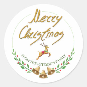 Élégant Joyeux Noël Personnalisé Nom Sticker