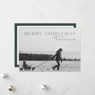 Élégant Joyeux Noël Vert 2 Carte photo