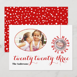 Elégant Joyeux Nouvel An 2023 rouge photo Carte de