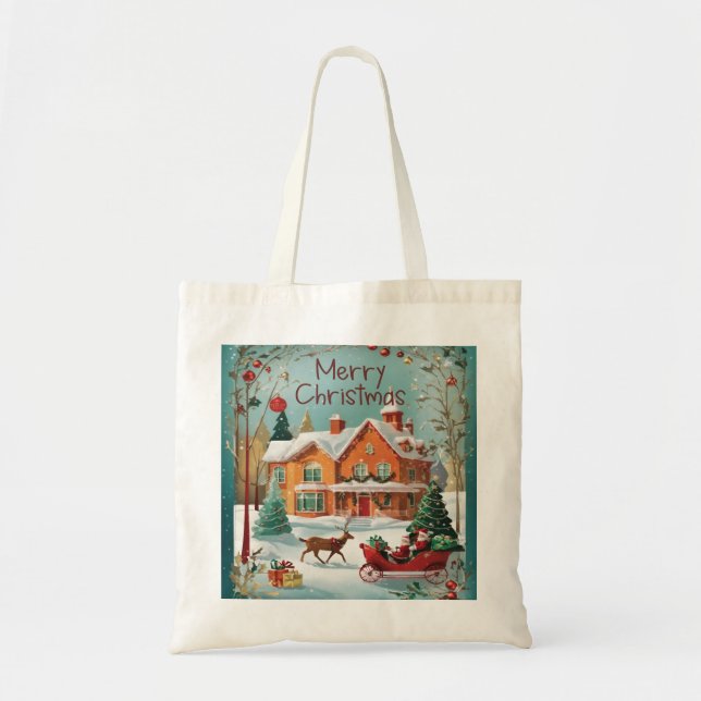 Élégant Joyeux Sac fourre-tout festif de Noël (Devant)