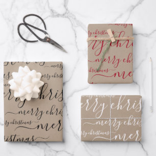 Élégant Joyeux Script de Noël Russe de papier Kraf