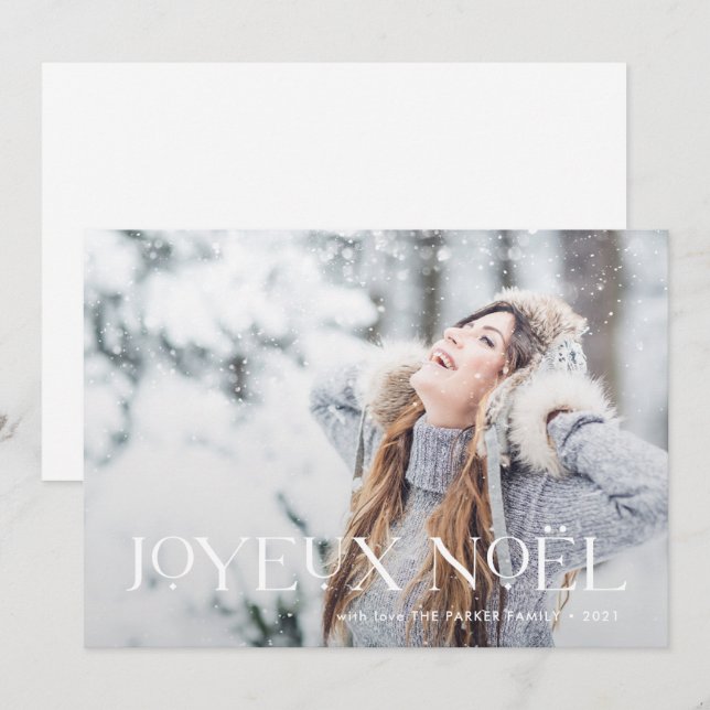 Elegant Joyeux Weihnachten | Ein Foto Weihnachten (Vorne/Hinten)
