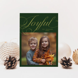 Elegant Joyful Calligraphy Foto Green Feiertagskarte