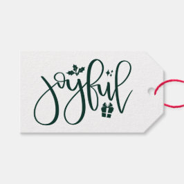 Elegant Joyful Hunter Green Script Holiday Geschenkanhänger