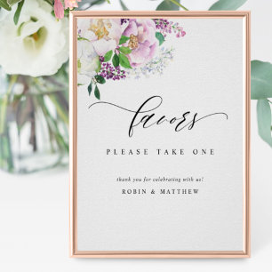 Elegant Joyful Pastel Floral Wedding Favor Sign Poster