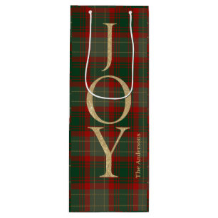 Elegant Joyful Weihnachtsskript tartan rot Geschenktüte Für Weinflaschen