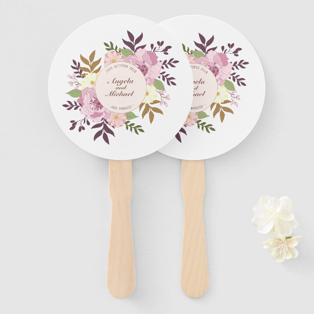 Elegant Just Married Floral Wedding | Handfächer (Vorne und Hinten)