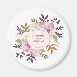 Elegant Just Married Floral Wedding | Magnet