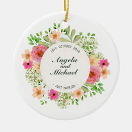 Elegant Just Married Floral Wedding | Ornament