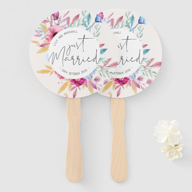 Elegant Just Married Wedding | Handfächer (Vorne und Hinten)