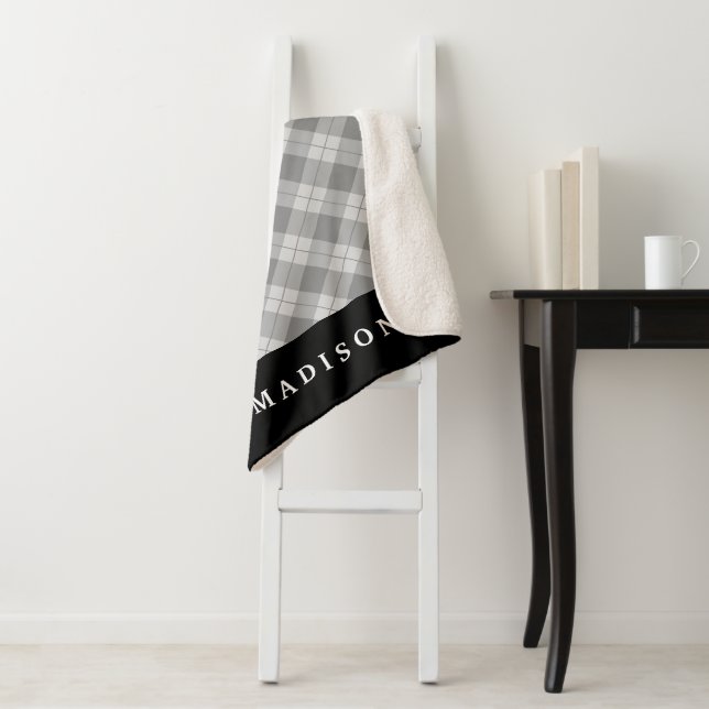 Elegant Kariert | Personalisiert Sherpa Blanket Sherpadecke (Beispiel)