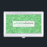 Elegant Kelly Green Glitzer Texture Print Visitenkarten Etui<br><div class="desc">Eleganter,  keltisch grüner Glitzer und Glitzern-Textur drucken weißer Texthintergrund und grün und schwarz vorgeschlagene Textfarbe.</div>