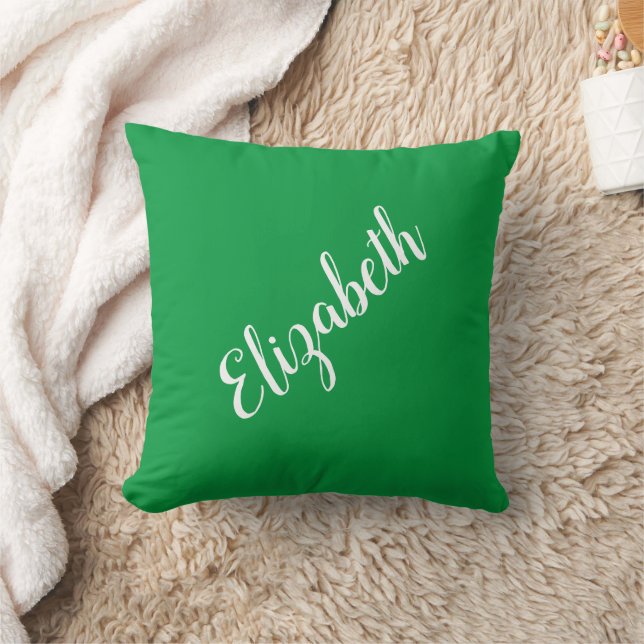 Elegant Kelly Green Ihr eigener Name Typografie Kissen (Decke)