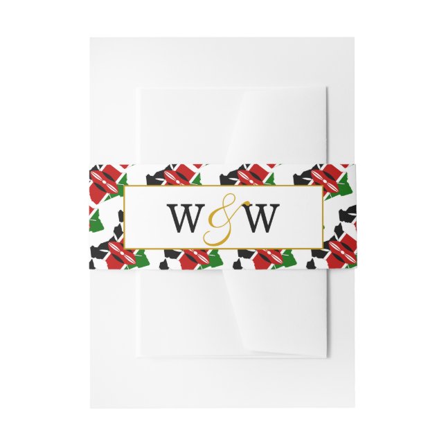 Elegant KENYA Monogram Wedding Celebration Einladungsbanderole (Vorderseite Beispiel)