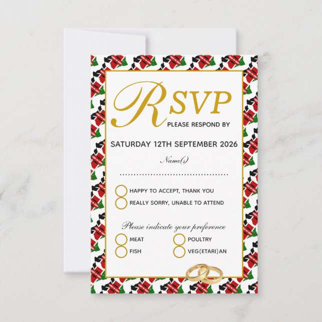 Elegant KENYA Wedding RSVP Response Card (Vorderseite)
