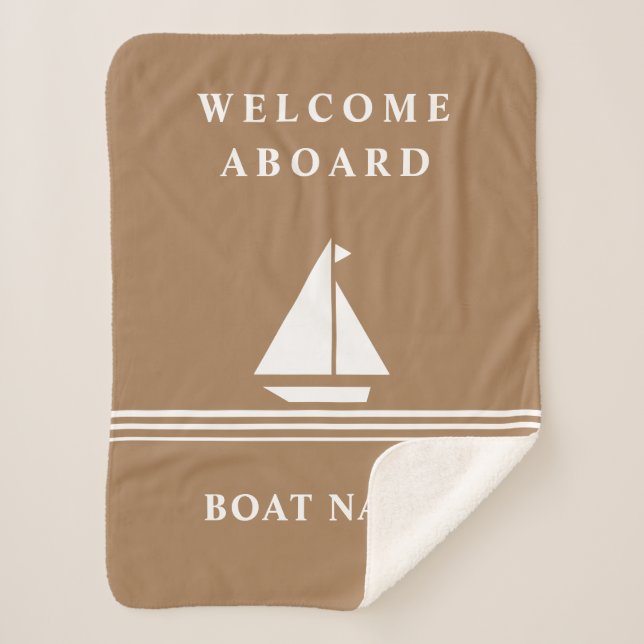 Elegant Khaki Boat Nautical Name Text Sherpadecke (Vorderseite)