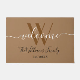 Elegant Khaki Monogram Wedding Name Script Fußmatte
