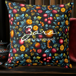 Elegant Khokhloma Floral Design Personalisiert Kissen