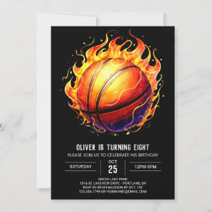 Elegant Kids Basketball Geburtstag Einladung