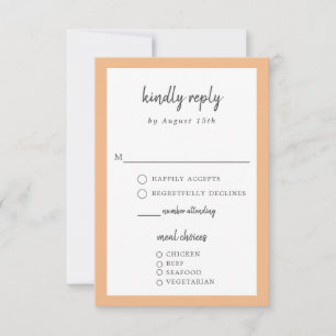 Elegant Kindly Reply Peach Wedding Meal Choice RSVP Karte
