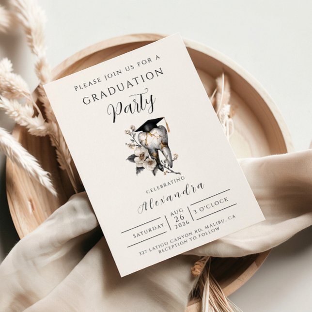 Elegant Kintsugi Floral Dental Graduation Einladung (Von Creator hochgeladen)