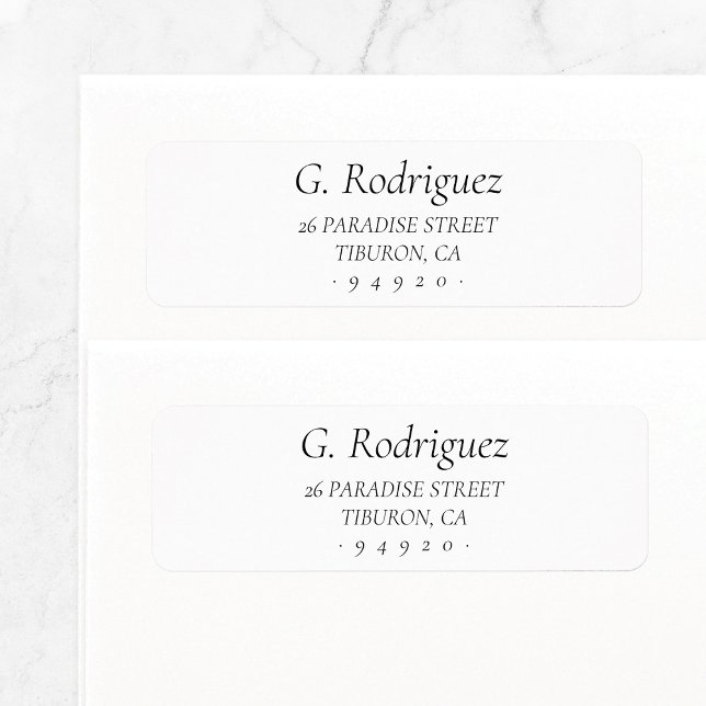 Elegant Klasse 05 | Rücksendeadresse (Simple classic elegant basic return address label template in black and white.)