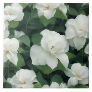 Elegant klassisch grün botanisch weiß Blüte Fliese