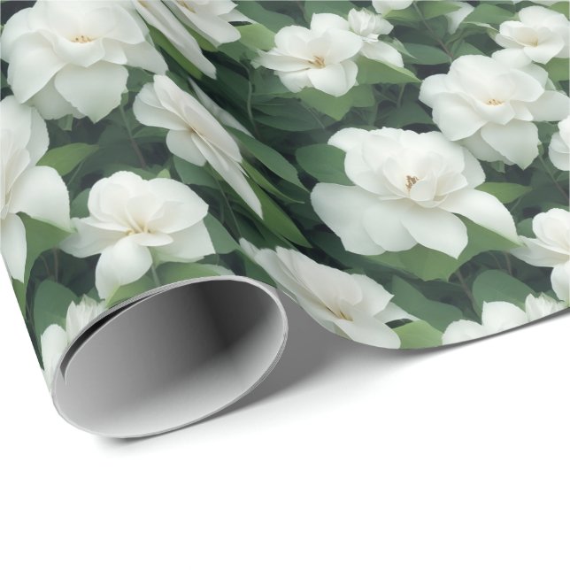 Elegant klassisch grün botanisch weiß Blüte Geschenkpapier (Rolleneckpunkt)
