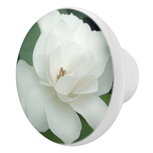 Elegant klassisch grün botanisch weiß Blüte Keramikknauf (Rechts)