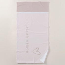 Elegant klassisch Minimal Einfach Rosa Herz  Strandtuch