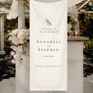 Elegant, klassisch, Monogramm, Beige, Hochzeit Banner