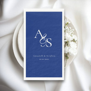 Elegant, klassisch, Monogramm, blau, Hochzeit Serviette