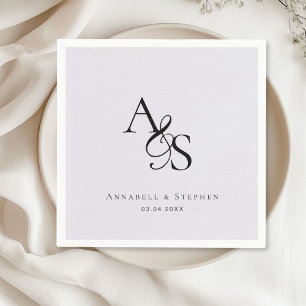 Elegant, Klassisch, Monogramm, Grau, Hochzeit Serviette