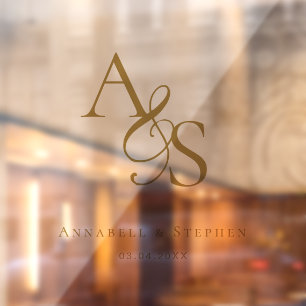 Elegant, klassisch, Monogramm, Hochzeit Fensteraufkleber