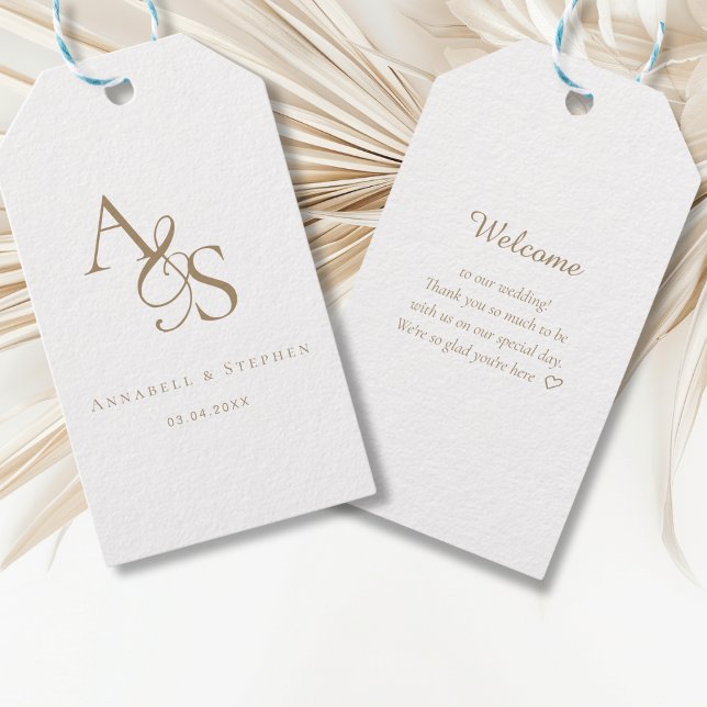 Elegant, klassisch, Monogramm, Hochzeit Geschenkanhänger (Von Creator hochgeladen)