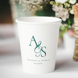 Elegant, klassisch, Monogramm, Hochzeit Pappbecher