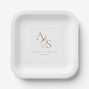 Elegant, klassisch, Monogramm, Hochzeit Pappteller