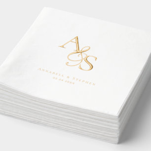 Elegant, klassisch, Monogramm, Hochzeit Servietten Mit Folie