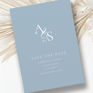 Elegant, klassisch, Monogramm, Pulver-blau, Hochze Save The Date