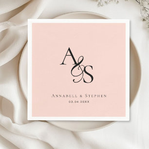 Elegant, Klassisch, Monogramm, Rosé, Hochzeit Serviette