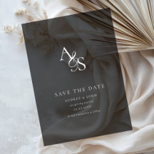 Elegant, Klassisch, Monogramm, Schwarz, Hochzeit