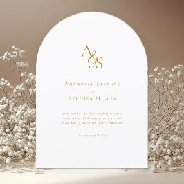 Elegant, klassisch, Monogramm, weiß, Hochzeit Einladung