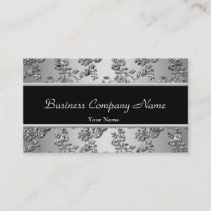 Elegant klassisches Silver Black Embossed Floral Visitenkarte