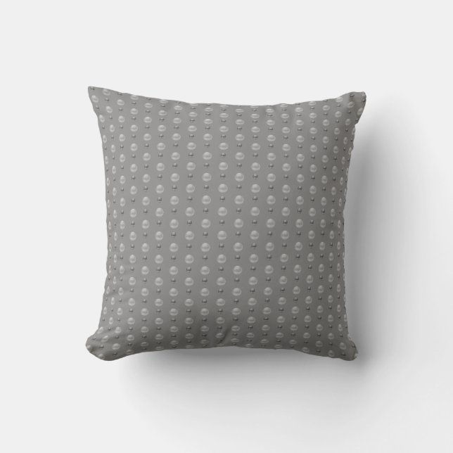 Elegant kleine Silver Gray Polka Punkte auf Grau Kissen (Vorderseite)